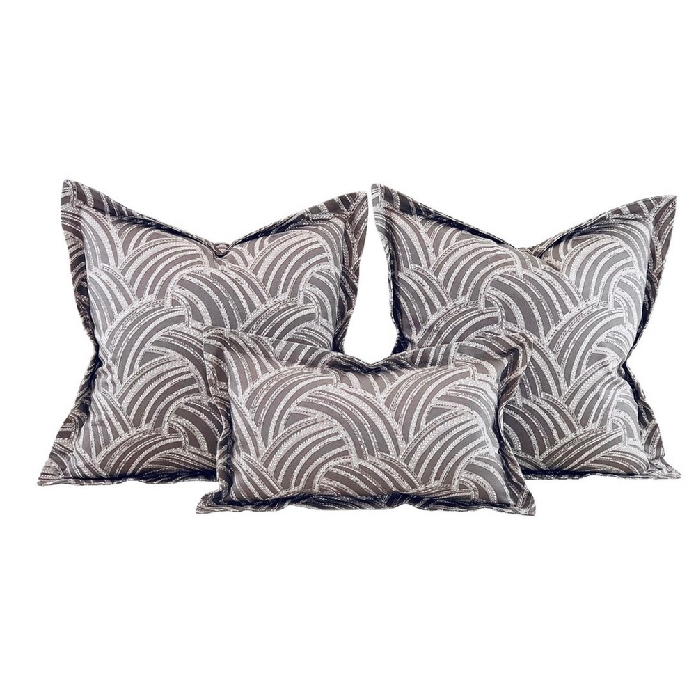 3 Pc Set Vicki Payne Free Spirit Gray Modern Abstract Feathers Pillow Covers
